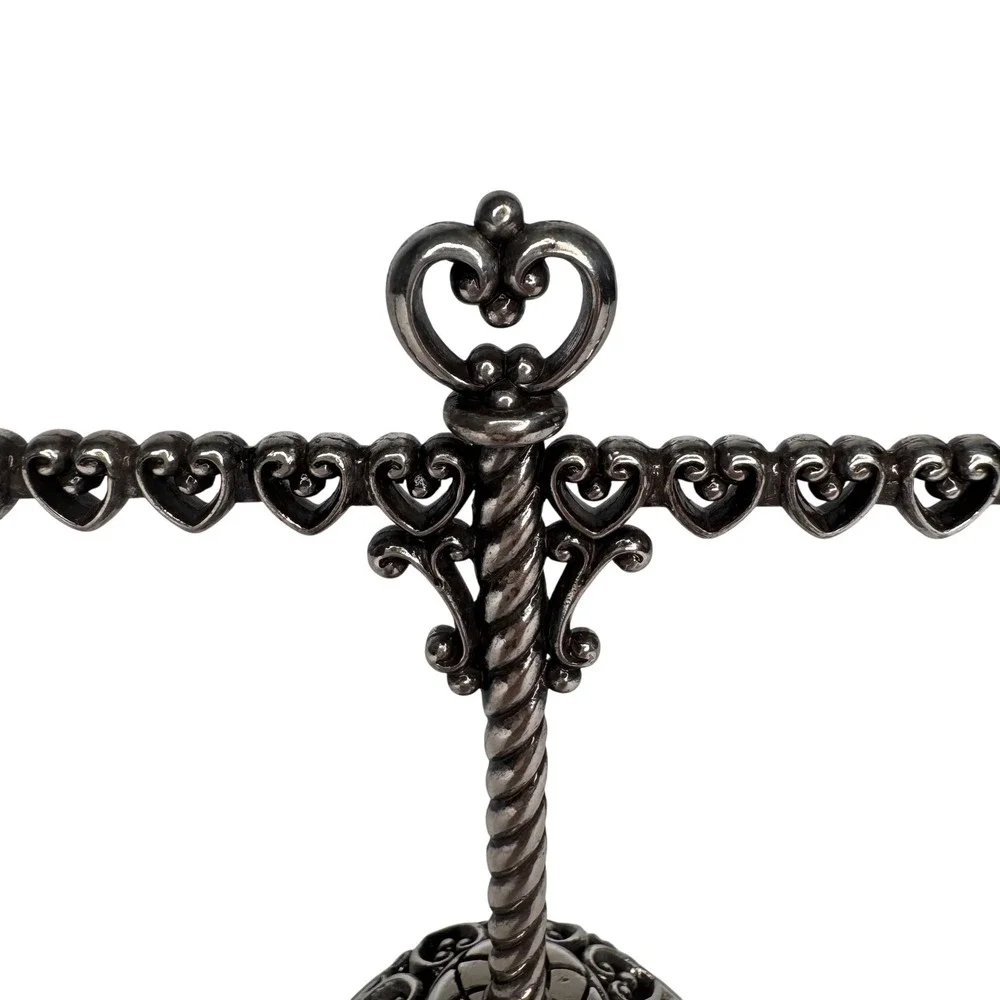 Brighton Silver Heart Scrollwork Earring Tree Stand Jewelry Stand Holder